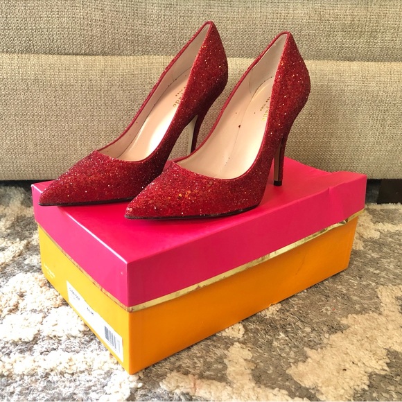 kate spade Shoes - New with box Kate Spade licorice red glitter pump heels size 6.5